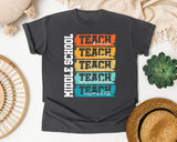 Middle School Teach Kindness Light Print in Pepper Comfort Colors 1717 tee