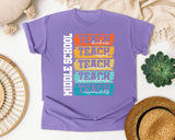 Middle School Teach Kindness Light Print in Violet Comfort Colors 1717 tee