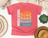 Middle School Teach Kindness Light Print in Watermelon Comfort Colors 1717 tee