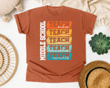 Middle School Teach Kindness Light Print in Yam Comfort Colors 1717 tee