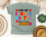 Look Out Kindergarten Here I Come in Bay Comfort Colors 1717 tee