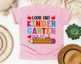 Look Out Kindergarten Here I Come in Blossom Comfort Colors 1717 tee