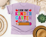 Look Out Kindergarten Here I Come in Orchid Comfort Colors 1717 tee