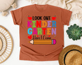 Look Out Kindergarten Here I Come in Yam Comfort Colors 1717 tee