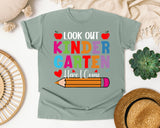 Look Out Kindergarten Here I Come Bright in Bay Comfort Colors 1717 tee