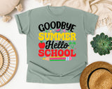 Goodbye Summer Hello School in Bay Comfort Colors 1717 tee
