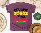 Goodbye Summer Hello School in Berry Comfort Colors 1717 tee
