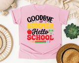 Goodbye Summer Hello School in Blossom Comfort Colors 1717 tee