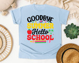 Goodbye Summer Hello School in Chambray Comfort Colors 1717 tee