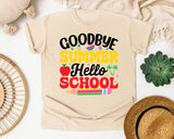 Goodbye Summer Hello School in Ivory Comfort Colors 1717 tee