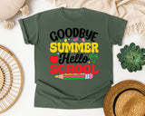 Goodbye Summer Hello School in Moss Comfort Colors 1717 tee
