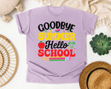 Goodbye Summer Hello School in Orchid Comfort Colors 1717 tee