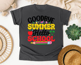 Goodbye Summer Hello School in Pepper Comfort Colors 1717 tee