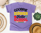 Goodbye Summer Hello School in Violet Comfort Colors 1717 tee