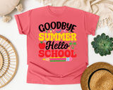 Goodbye Summer Hello School in Watermelon Comfort Colors 1717 tee