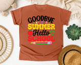 Goodbye Summer Hello School in Yam Comfort Colors 1717 tee