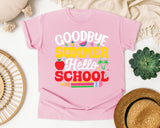 Goodbye Summer Hello School Light Print in Blossom Comfort Colors 1717 tee
