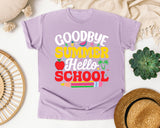 Goodbye Summer Hello School Light Print in Orchid Comfort Colors 1717 tee
