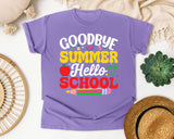 Goodbye Summer Hello School Light Print in Violet Comfort Colors 1717 tee