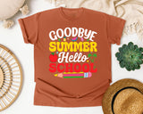 Goodbye Summer Hello School Light Print in Yam Comfort Colors 1717 tee