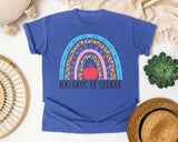 100 Days Of School Rainbow in Flo Blue Comfort Colors 1717 tee