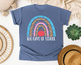 100 Days Of School Rainbow Light Print in Blue Jean Comfort Colors 1717 tee