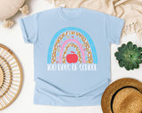 100 Days Of School Rainbow Light Print in Chambray Comfort Colors 1717 tee