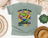 Crushing Kindergarten Like A Dinosaur in Bay Comfort Colors 1717 tee