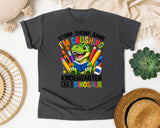 Crushing Kindergarten Like A Dinosaur in Pepper Comfort Colors 1717 tee