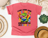 Crushing Kindergarten Like A Dinosaur in Watermelon Comfort Colors 1717 tee