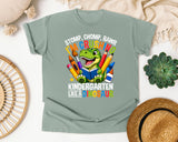 Crushing Kindergarten Like A Dinosaur Bright in Bay Comfort Colors 1717 tee