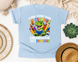 Crushing Kindergarten Like A Dinosaur Bright in Chambray Comfort Colors 1717 tee