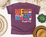 Welcome Back Principal Light Print in Berry Comfort Colors 1717 tee