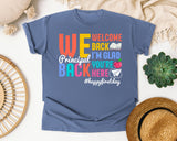 Welcome Back Principal Light Print in Blue Jean Comfort Colors 1717 tee