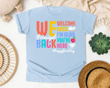 Welcome Back Principal Light Print in Chambray Comfort Colors 1717 tee