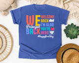 Welcome Back Principal Light Print in Flo Blue Comfort Colors 1717 tee