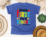Happy First Day Of School Paraprofessional in Flo Blue Comfort Colors 1717 tee
