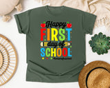 Happy First Day Of School Paraprofessional in Moss Comfort Colors 1717 tee