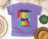 Happy First Day Of School Paraprofessional in Violet Comfort Colors 1717 tee
