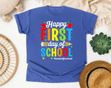 Happy First Day Of School Paraprofessional Bright in Flo Blue Comfort Colors 1717 tee