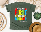Happy First Day Of School Paraprofessional Bright in Moss Comfort Colors 1717 tee