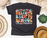 Welcome Back To School Nurse Bright in Graphite Comfort Colors 1717 tee