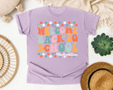 Welcome Back To School Nurse Bright in Orchid Comfort Colors 1717 tee