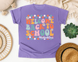 Welcome Back To School Nurse Bright in Violet Comfort Colors 1717 tee
