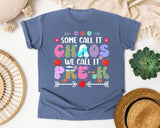 Some Call It Chaos We Call It Pre-K in Blue Jean Comfort Colors 1717 tee
