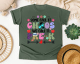 Some Call It Chaos We Call It Pre-K Bright in Moss Comfort Colors 1717 tee