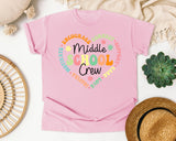 Middle School Crew Heart Bright in Blossom Comfort Colors 1717 tee