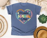 Middle School Crew Heart Bright in Blue Jean Comfort Colors 1717 tee
