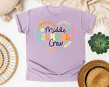 Middle School Crew Heart Bright in Orchid Comfort Colors 1717 tee