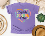 Middle School Crew Heart Bright in Violet Comfort Colors 1717 tee